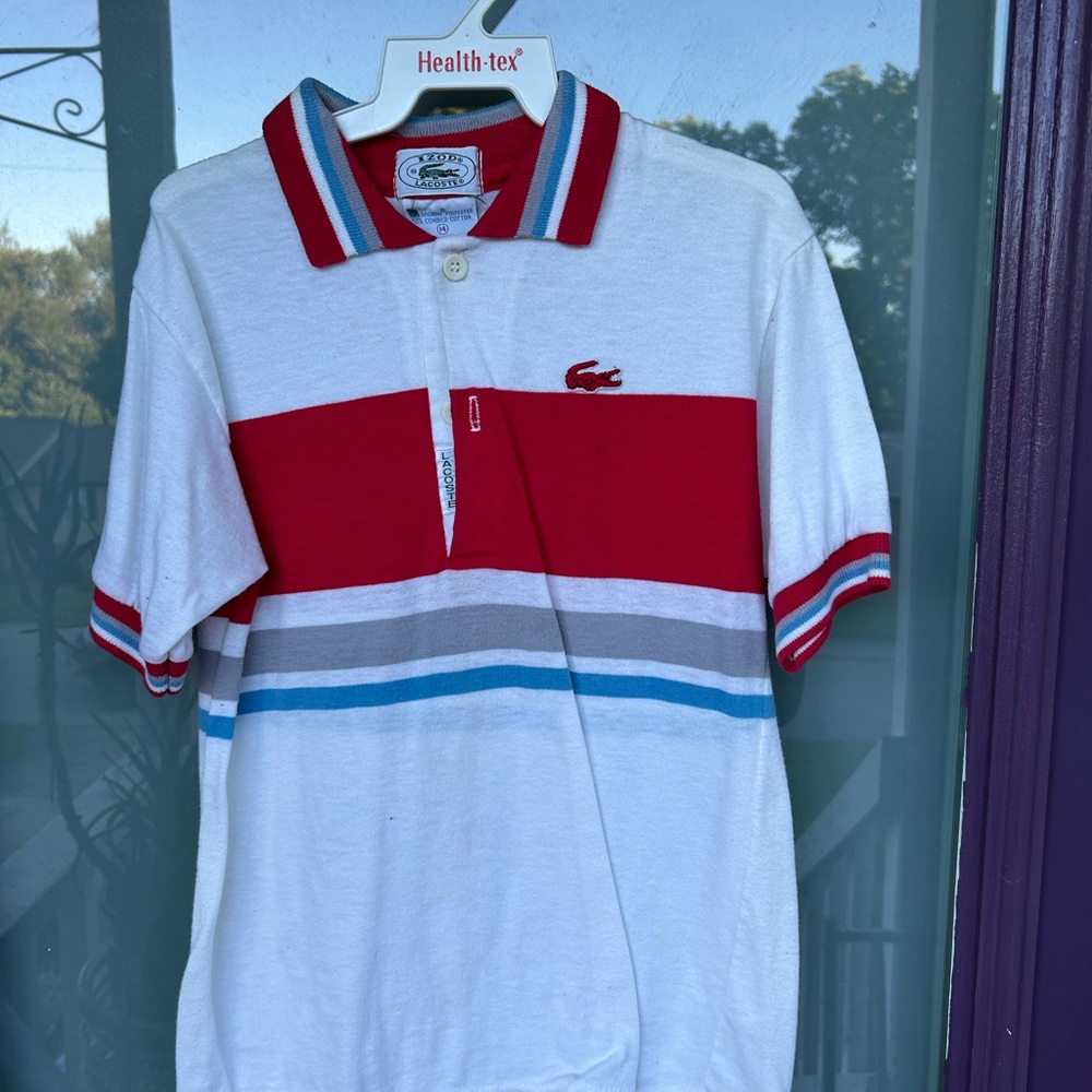 Lacoste Red and White Polo Shirt Classic Style